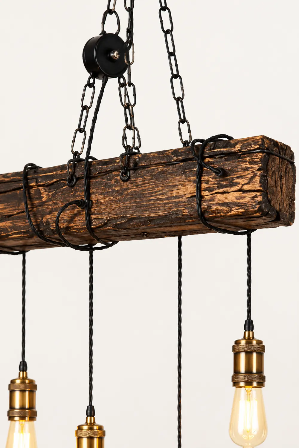 Austin Vintage Industrial Rectangular Wood Pendant Light Wood/Black - Lumpaz
