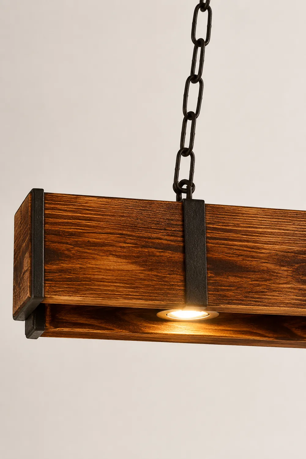 Alessio Vintage Linear Wood Pendant Light, Living Room/Restaurant - Lumpaz