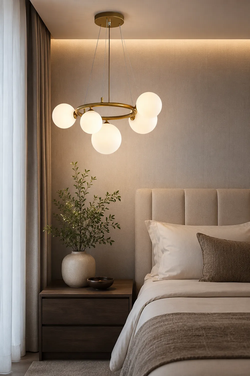 Valentina Modern Designe Wave Metal/Glass Pendant Light, White/Gold - Lumpaz