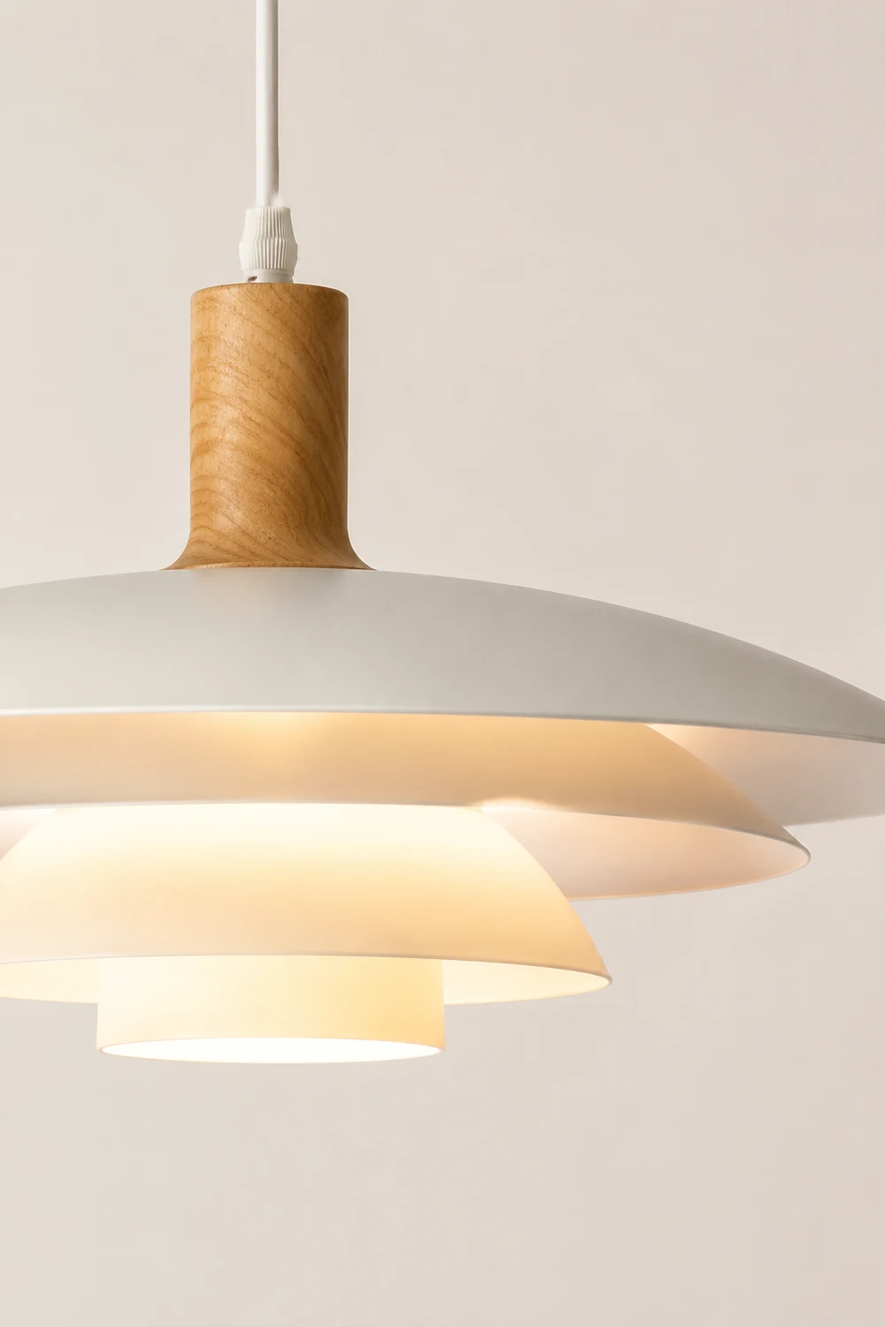 Morandi Modern LED Pendant Light White/Wood Metal Bedroom/Living Room - Lumpaz