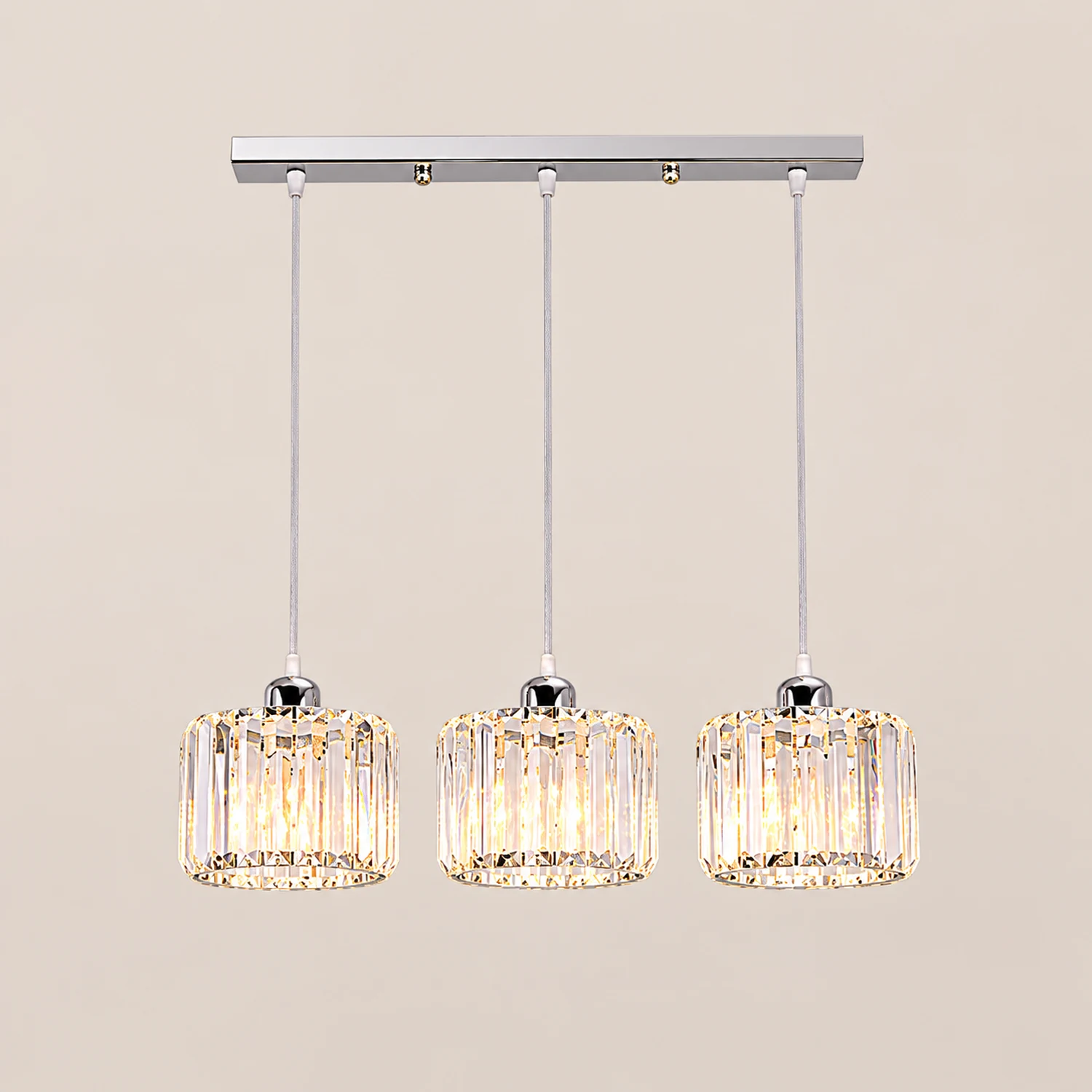 Hailie Modern Column Crystal Pendant Light, Clear, Stairs/Dining Room - Lumpaz