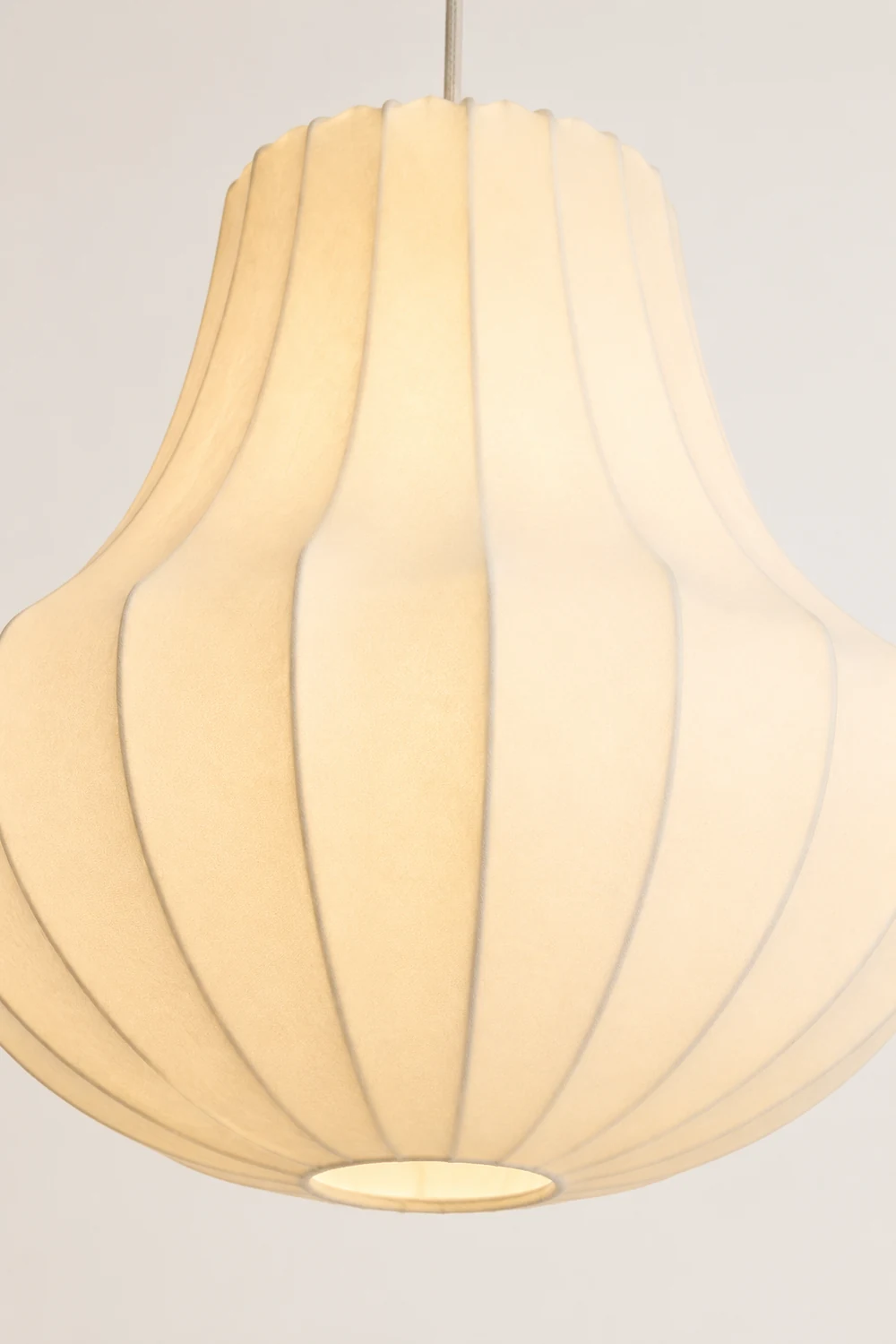 Renée Artificial Fabric Art Deco White Silk Pendant Light - Lumpaz