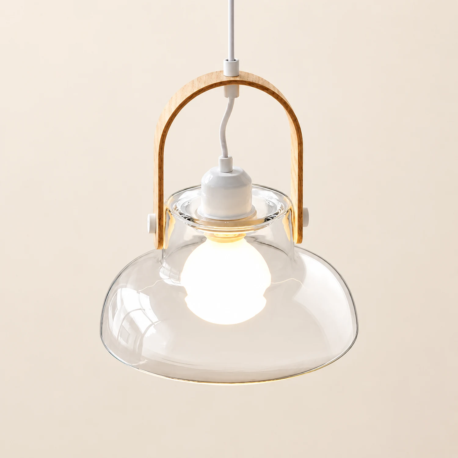 Hailie Minimalist Bowl Shaped Glass Pendant Light, Clear - Lumpaz