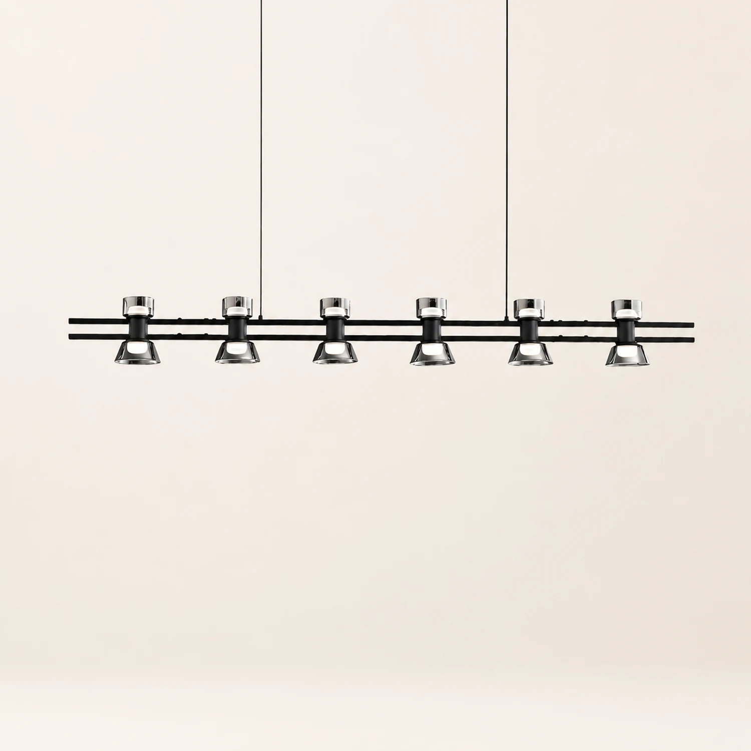 Evette Modern Linear Linear Metal Pendant Lamp, Black/Golden - Lumpaz