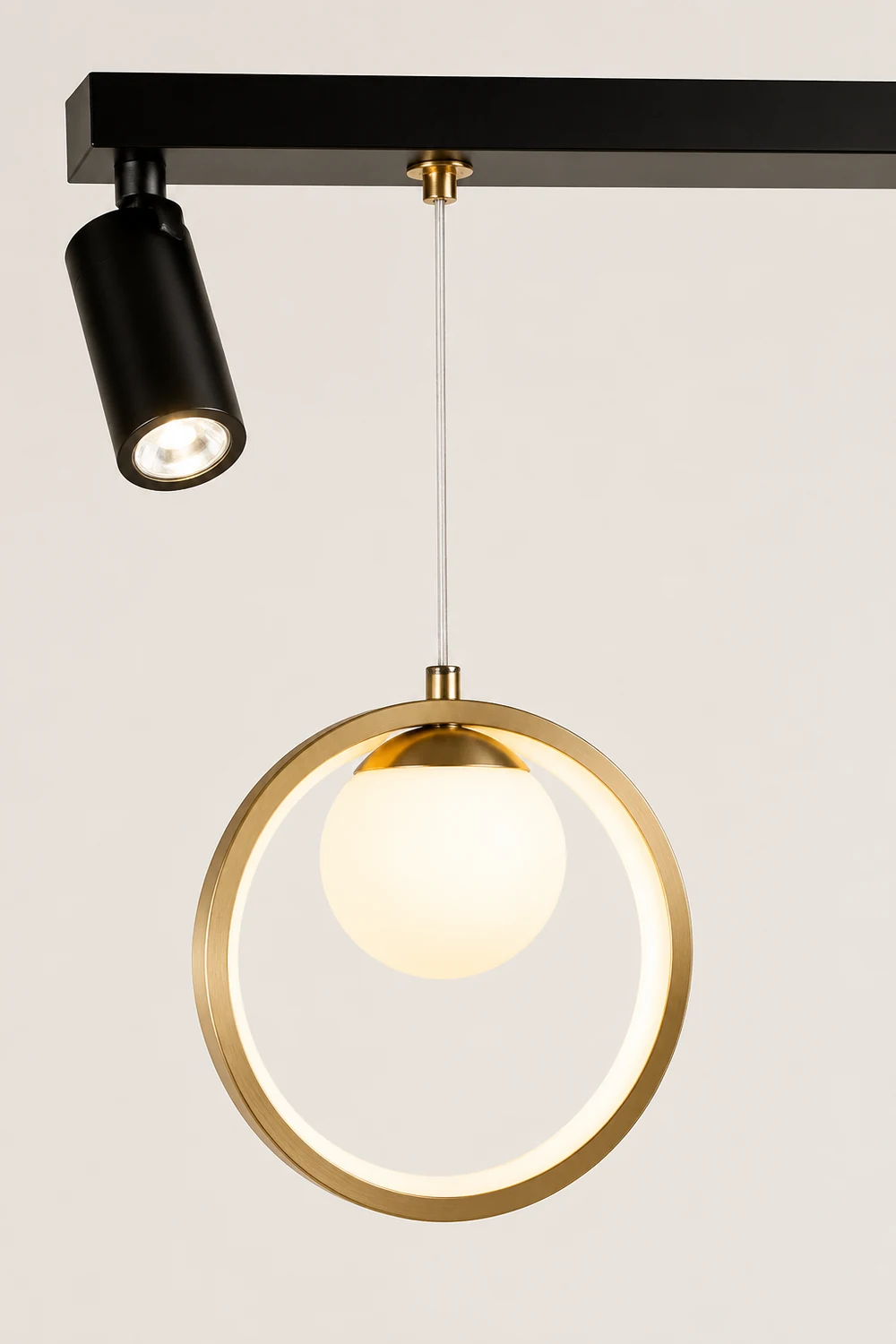 Madina Modern Metal Multi Ring Pendant Light With Spotlight, Glass/Metal - Lumpaz