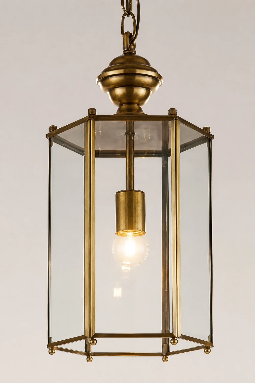 Sanna Brass Clear Glass Pendant Light, 7.8" - Lumpaz