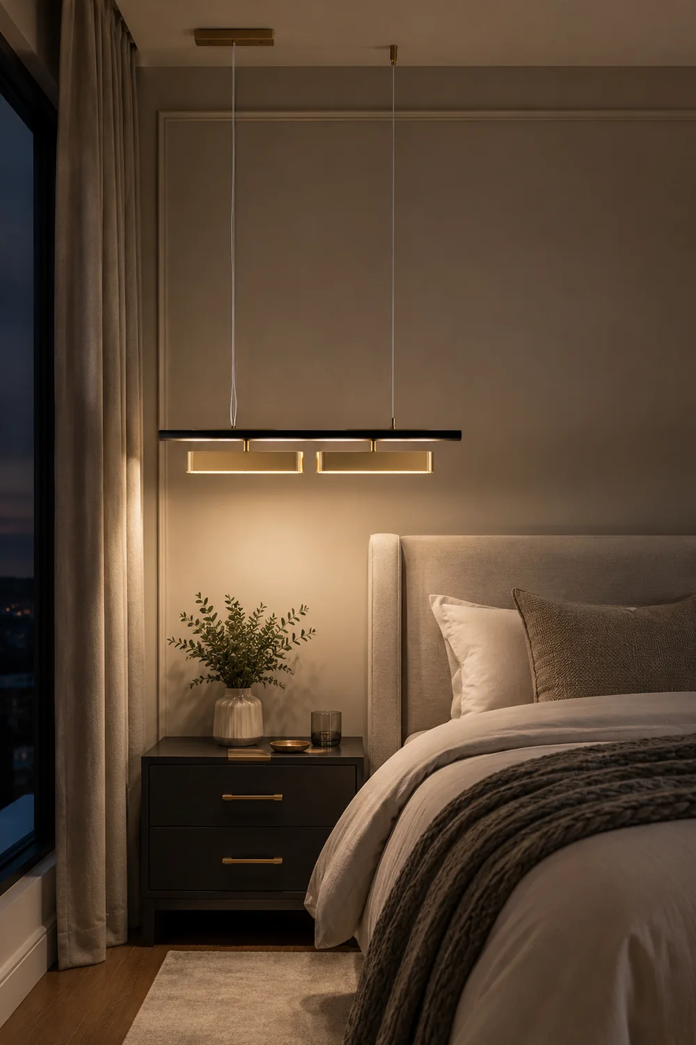 Edge Pendant Light Rectangular Modern, Metal, Black/Brass, Office - Lumpaz