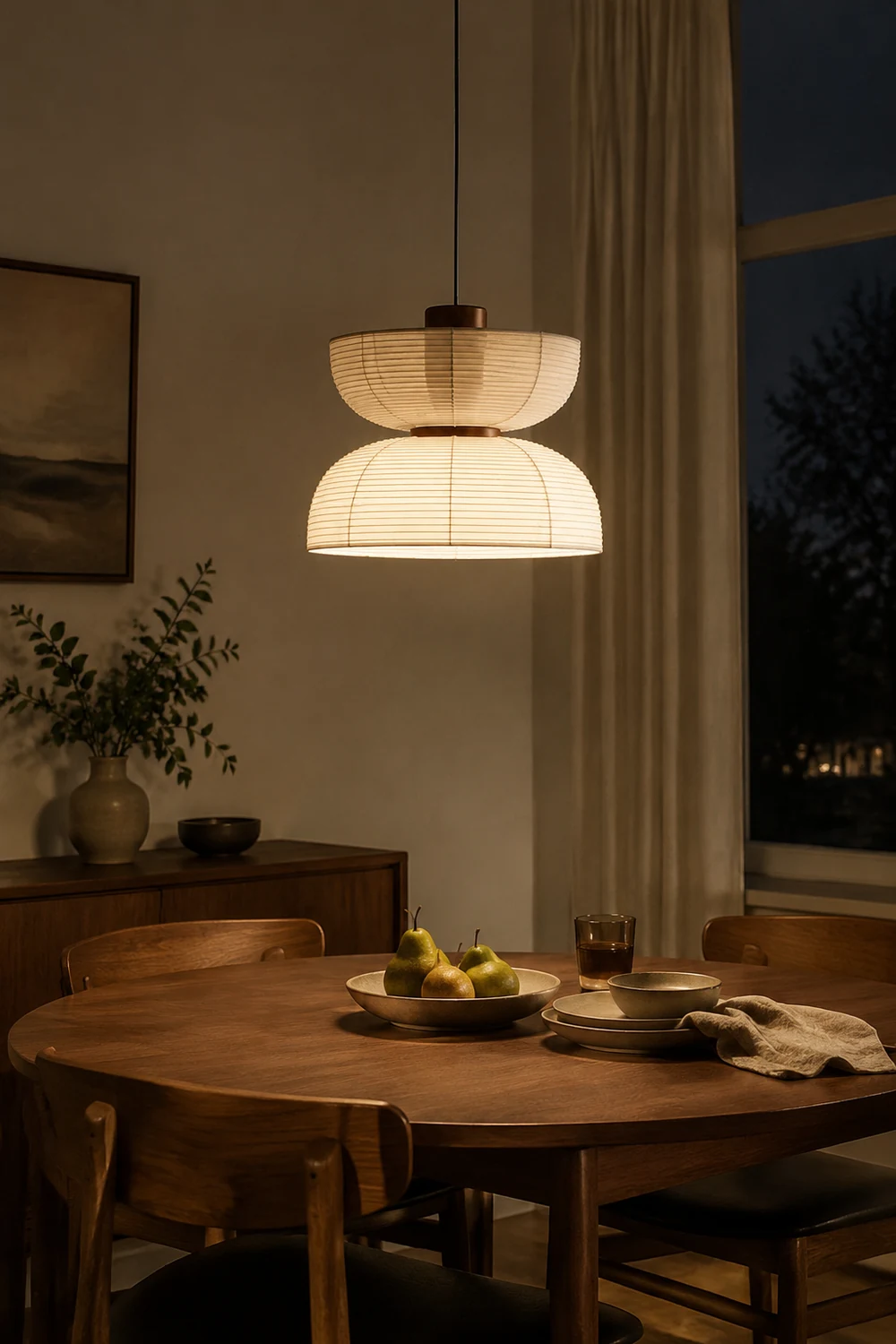 Ozawa Retro Fabric & Metal Pendant Light, 2 Style - Lumpaz