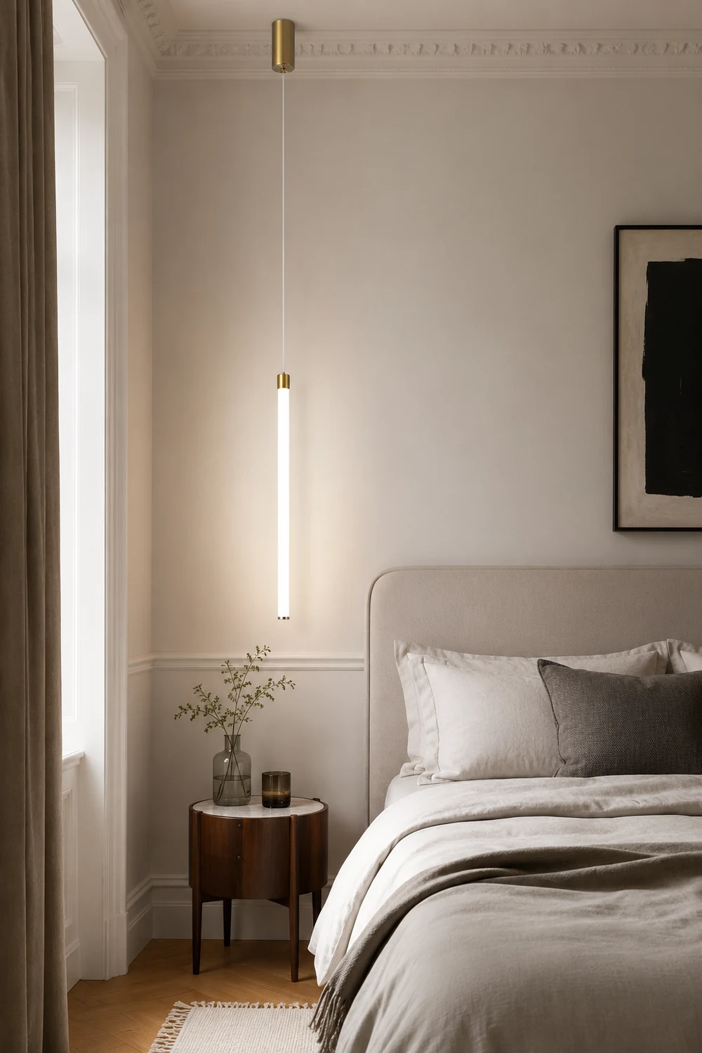 Edge Pendant Light Linear Modern/Minimalist, Acrylic, White, Living Room - Lumpaz