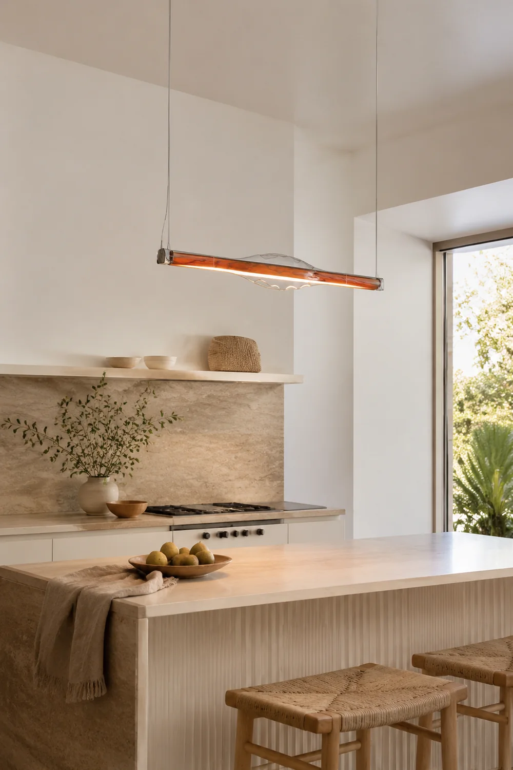 Edge Modern Tubular Metal Pendant Light, Red/Brown - Lumpaz