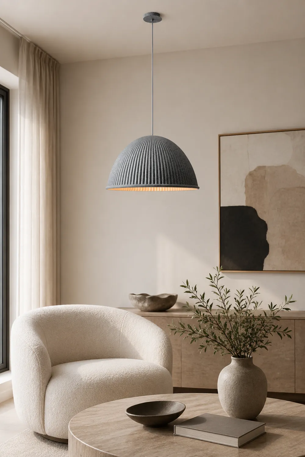 Morandi Modern Semi Resin Pendant Light, Gray/Black/White - Lumpaz