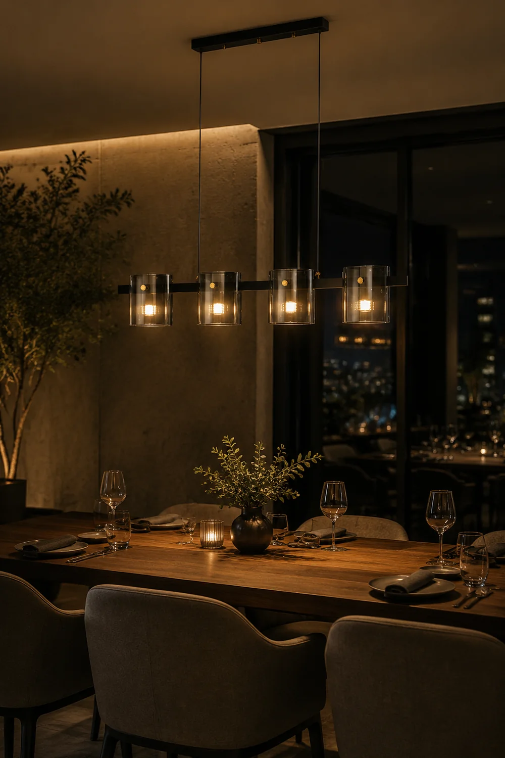 Evette Minimalist Linear Metal Pendant Light, Black/Gold - Lumpaz