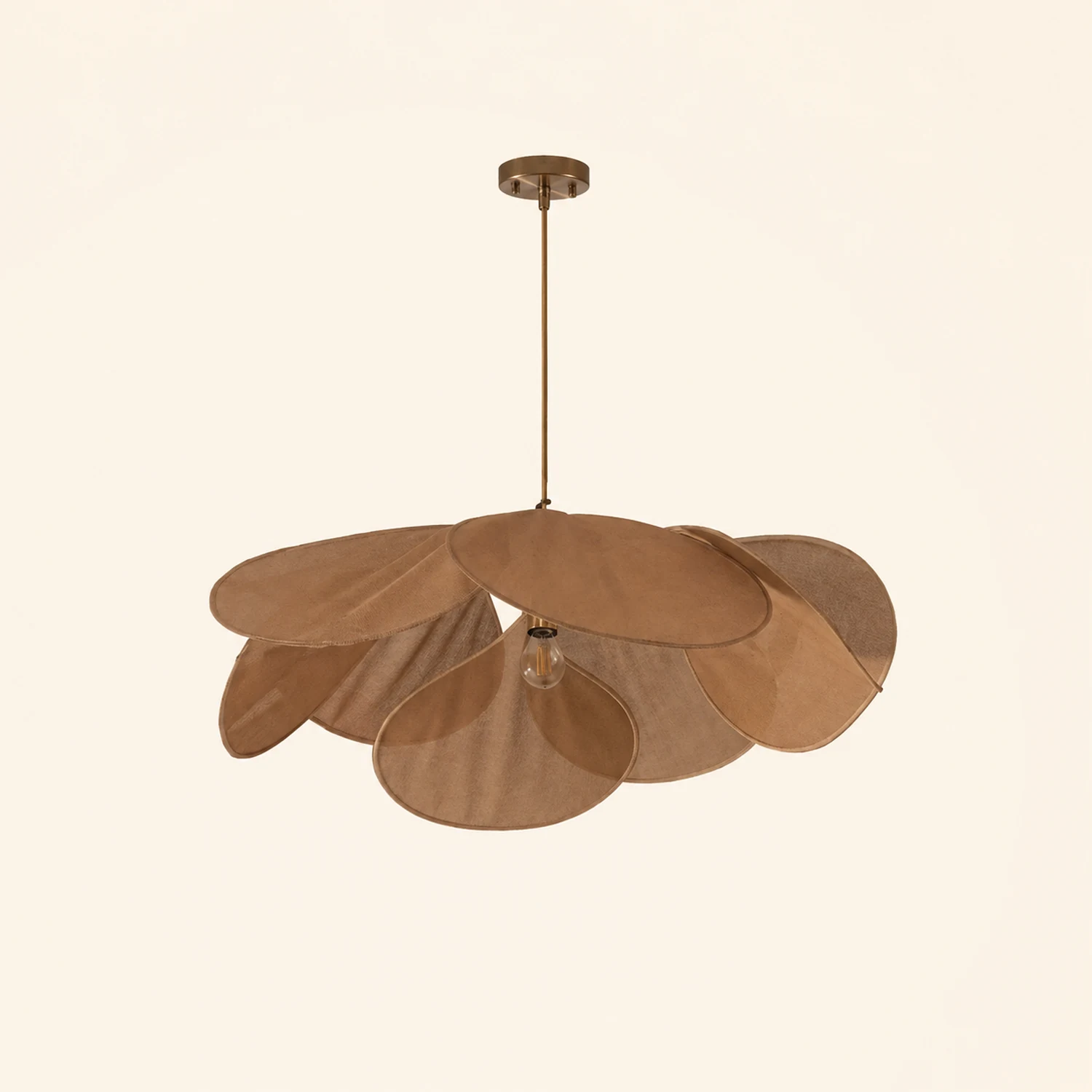 Renée Pendant Light Vintage Rustic Wabi Sabi, Fabric, White/Brown - Lumpaz