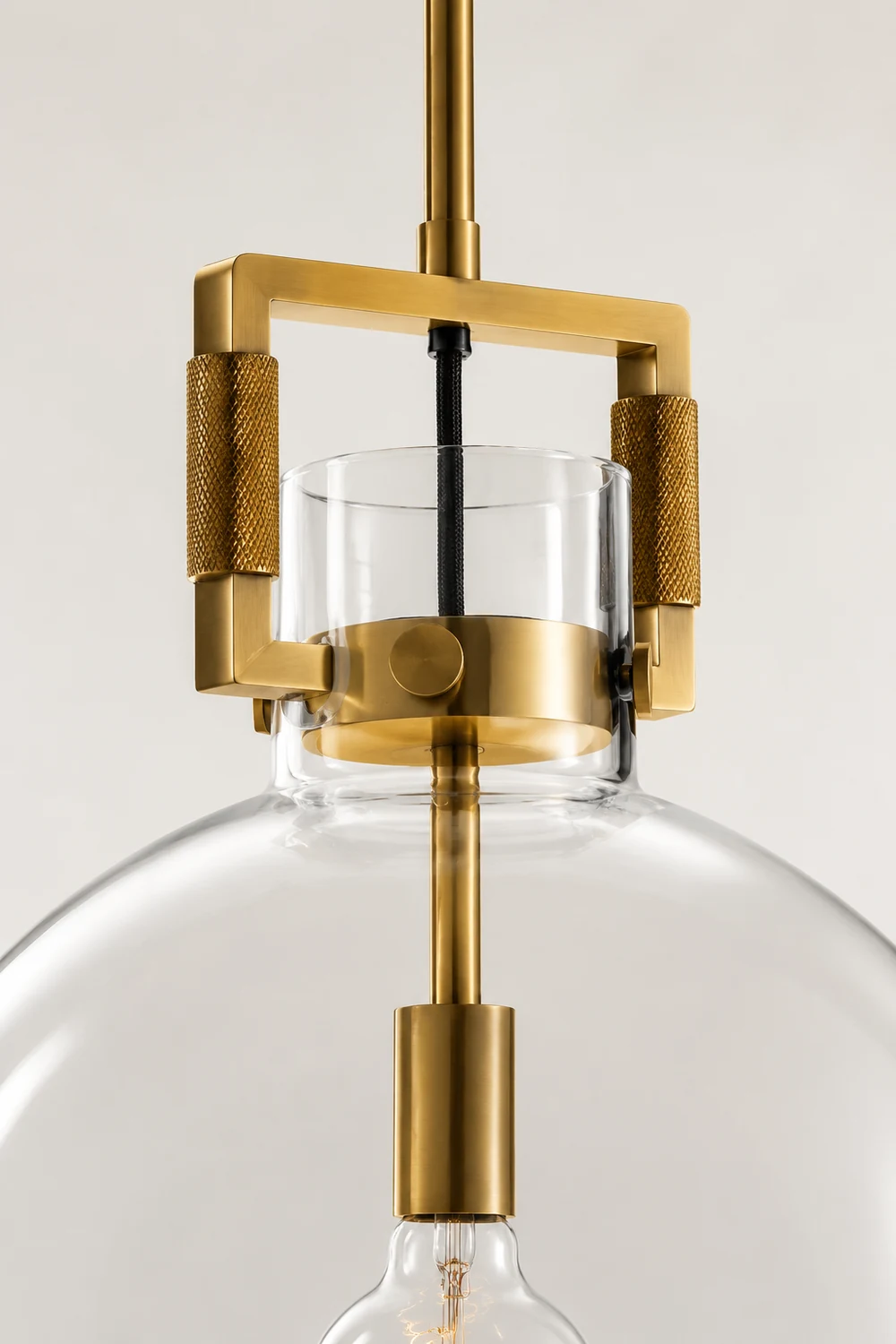 Cairns Modern Geometric Glass/Metal Pendant Light, Brass - Lumpaz