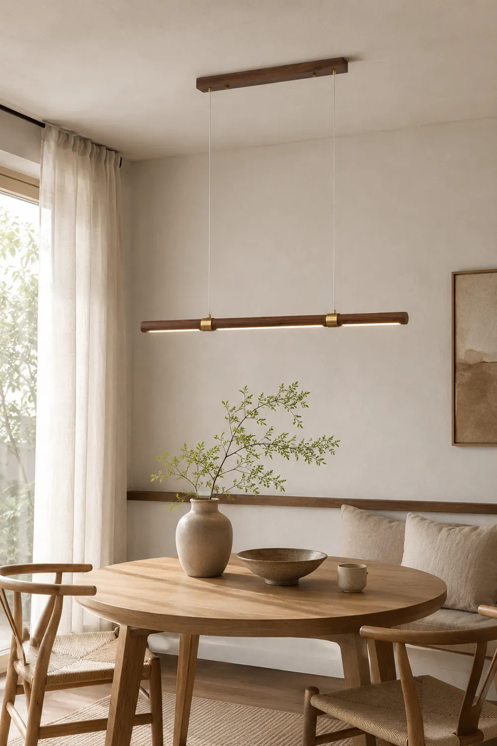 Ozawa Modern Minimalist Pendant Light, Metal Water Transfer Wood - Lumpaz