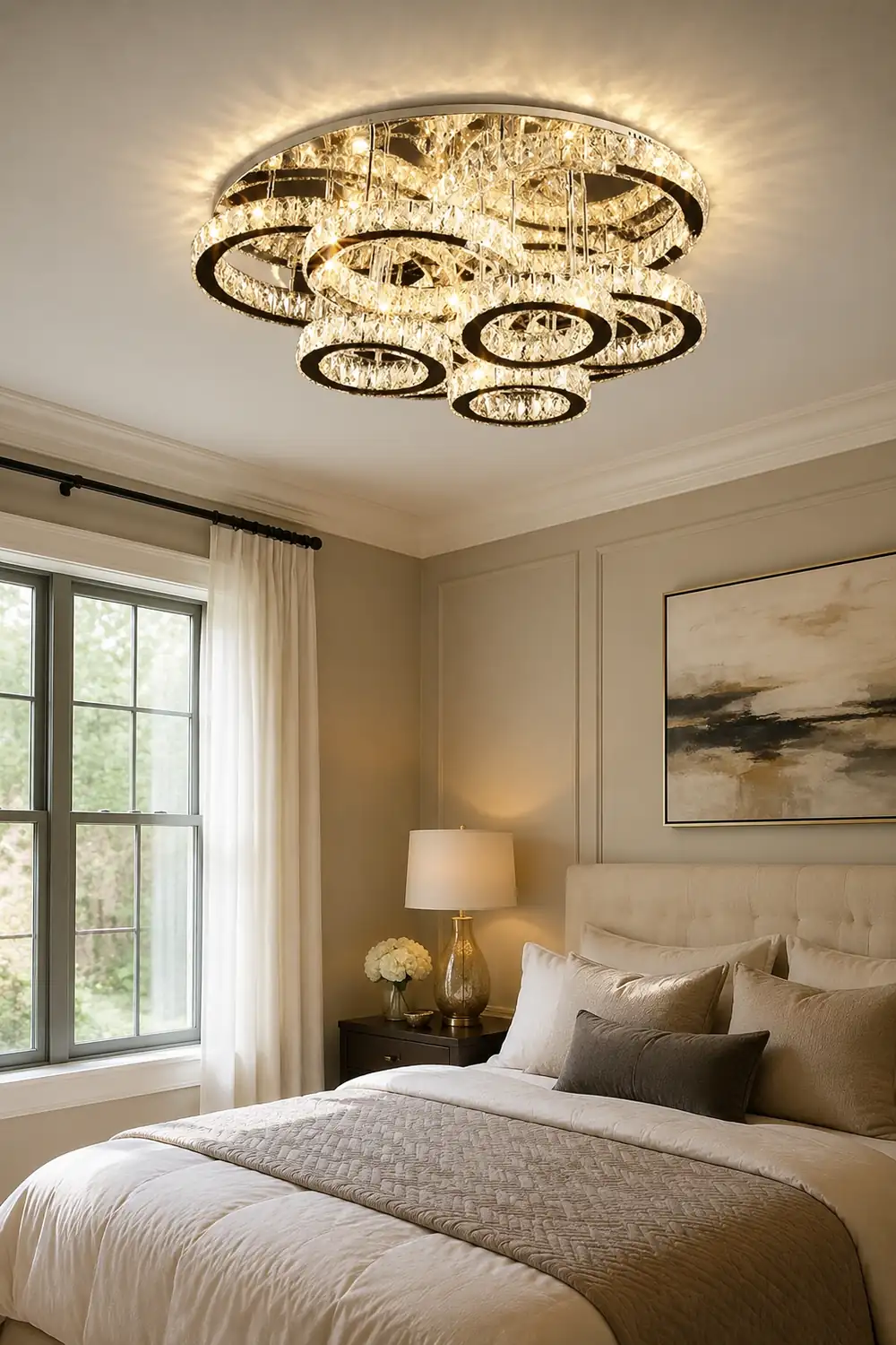 Kristy Modern Multi Ring Metal And Crystal Pendant Light - Lumpaz