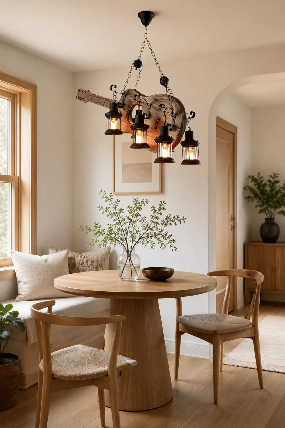 Austin Retro Guitar Metal & Wood Pendant Light, 4 Heads - Lumpaz