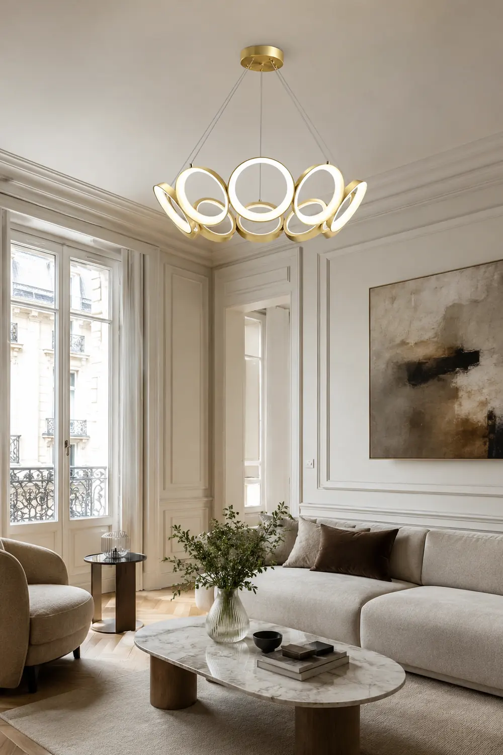 Arisha Luxury Ring Metal Pendant Light, Gold - Lumpaz