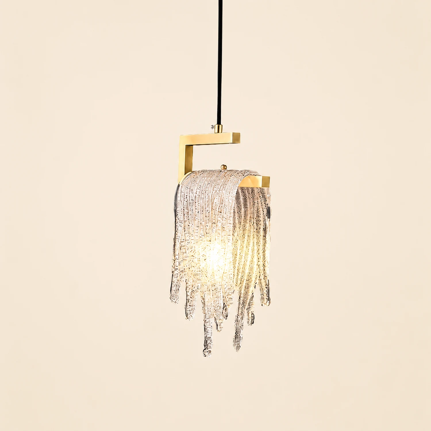 Kristy Modern Flowing Jelly Pendant Light, Gold, Crystal/Brass - Lumpaz