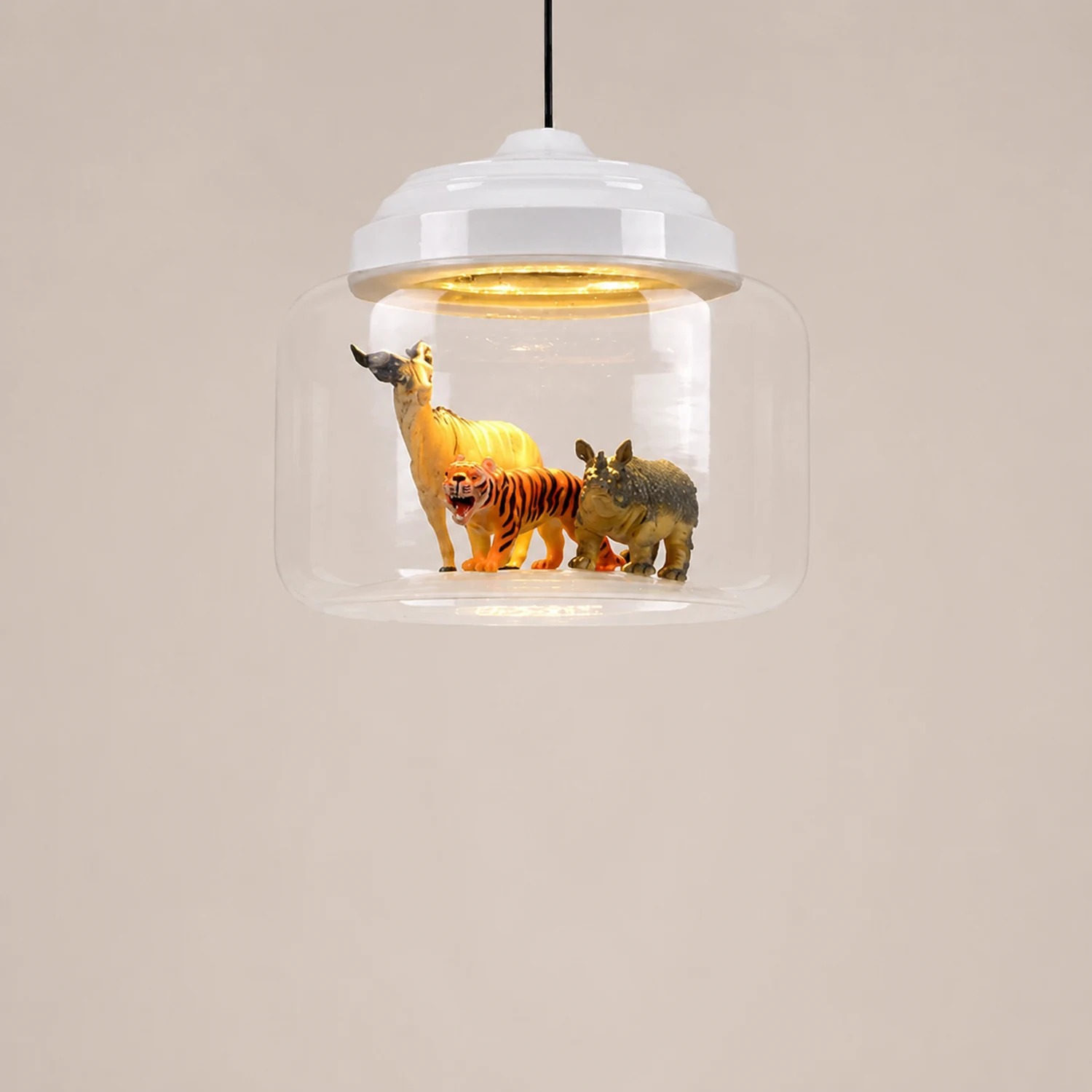 Leilani Modern Animals Art Deco Glass Pendant Light, Black/White - Lumpaz