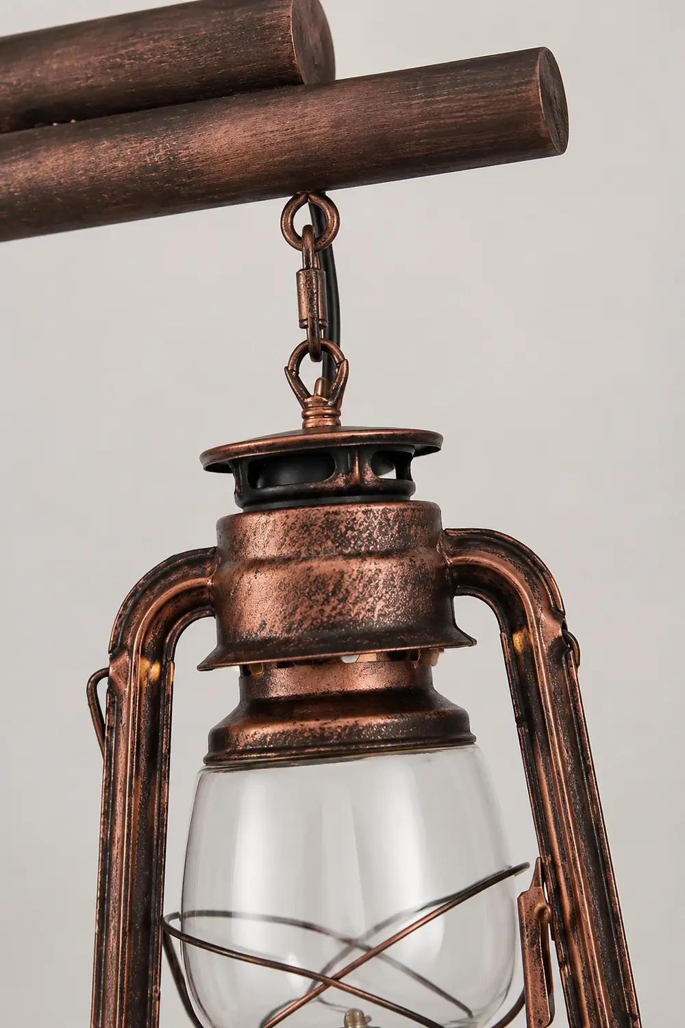 Alessio Rustic Vintage Lantern Pendant Light, Metal & Glass, 2 Heads - Lumpaz