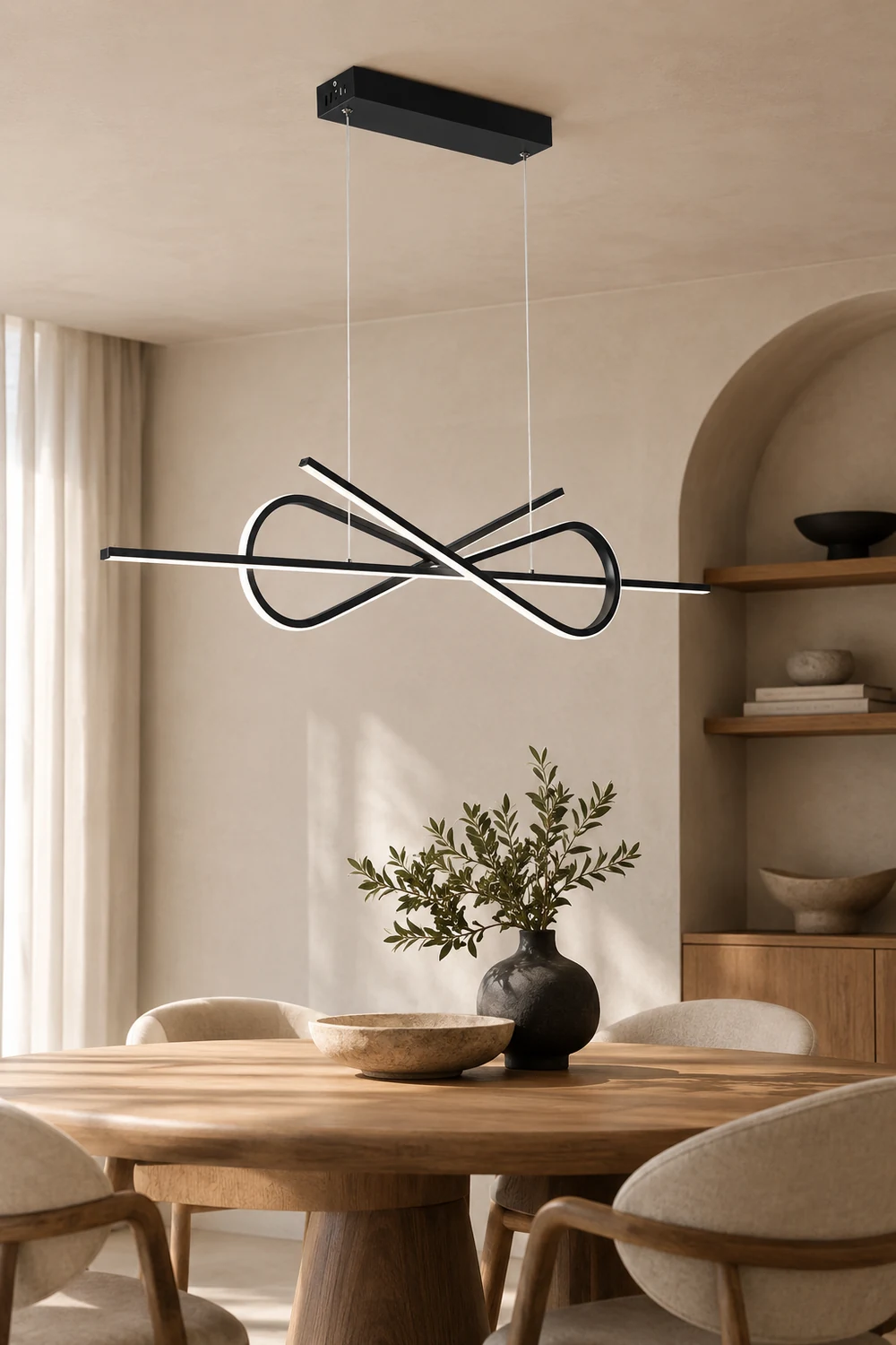 Bouvet Modern Minimalist Nordic Bow-tie Metal Pendant Light, White/Black - Lumpaz