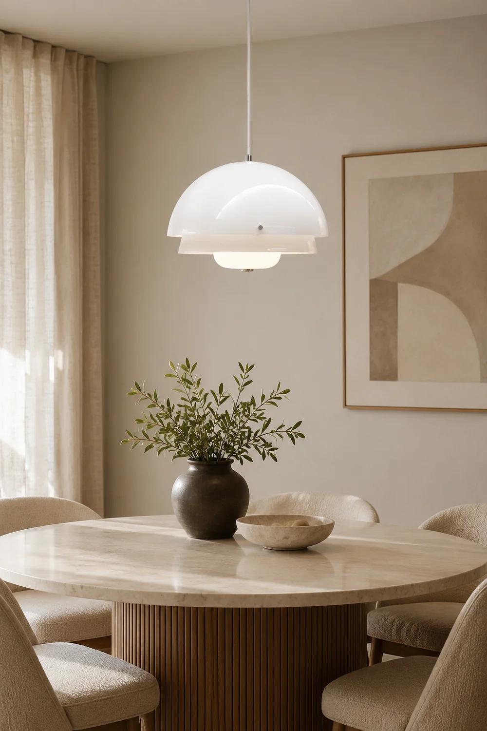 Hailie Dome Shape White Pendant Light - Lumpaz