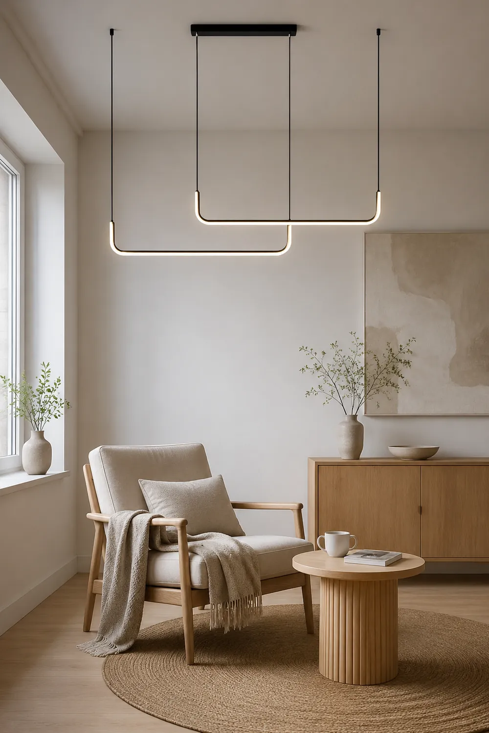 Edge Modern Linear Pendant Light Double Frame, Black/Gold - Lumpaz