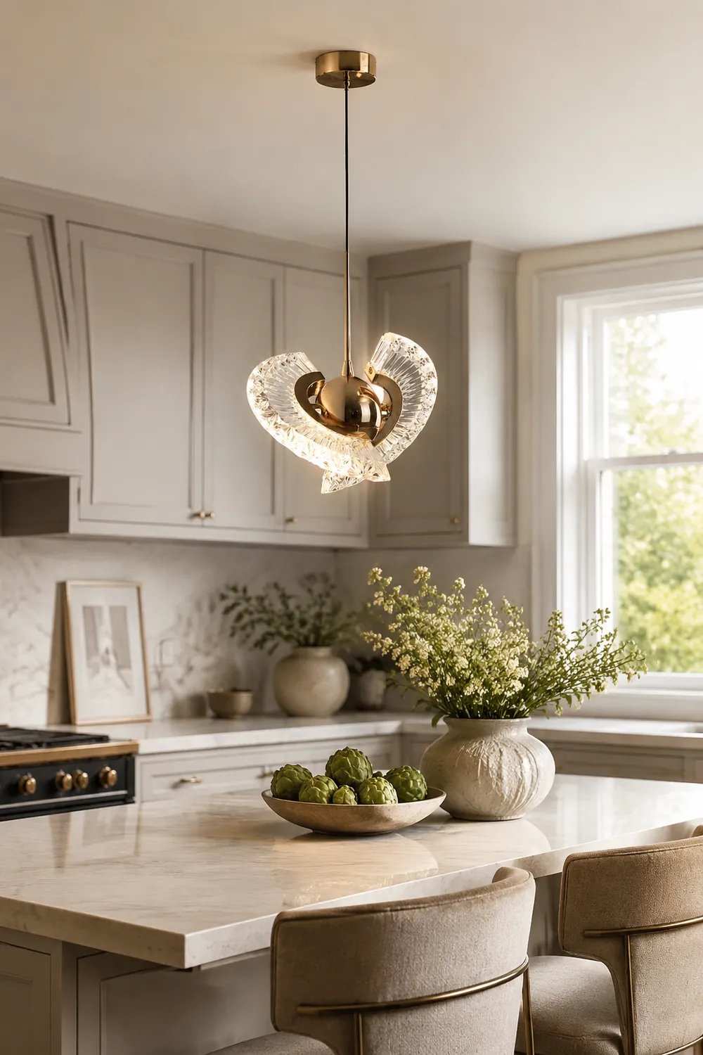Kristy Nordic Luxury Fan Metal/Acrylic Pendant Light, Gold - Lumpaz