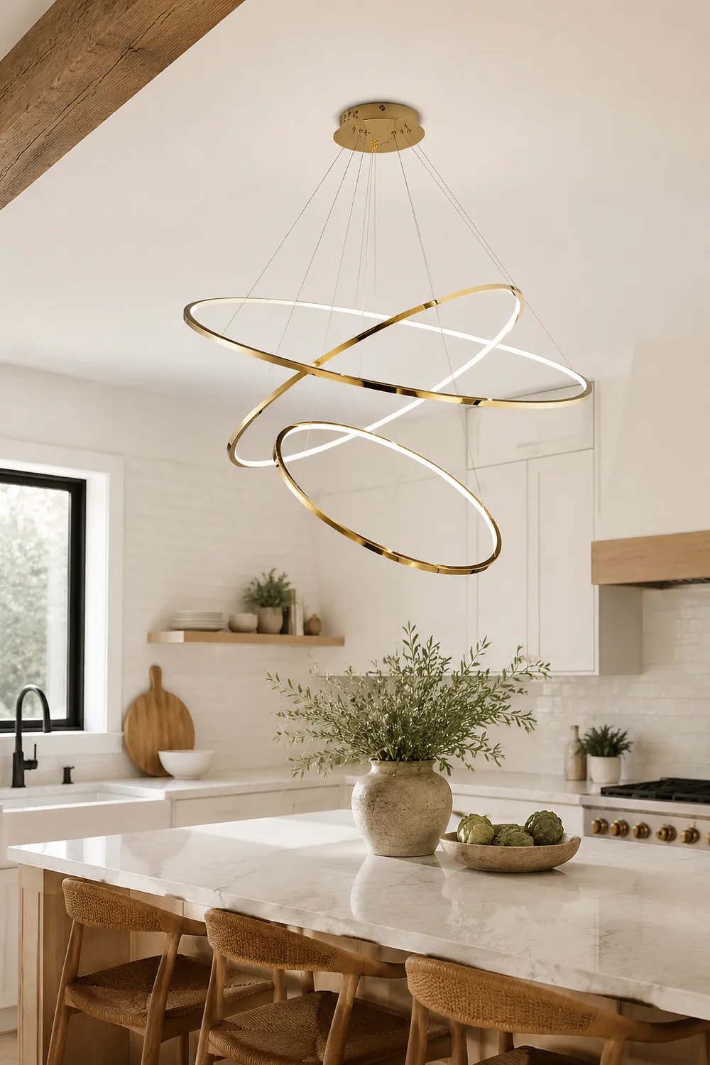Arisha Minimalist Ring Metal Pendant Light, Gold, Living Room - Lumpaz