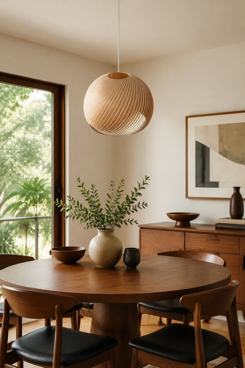 Ozawa Farmhouse Semi Metal Pendant Light, Brown/Wood - Lumpaz