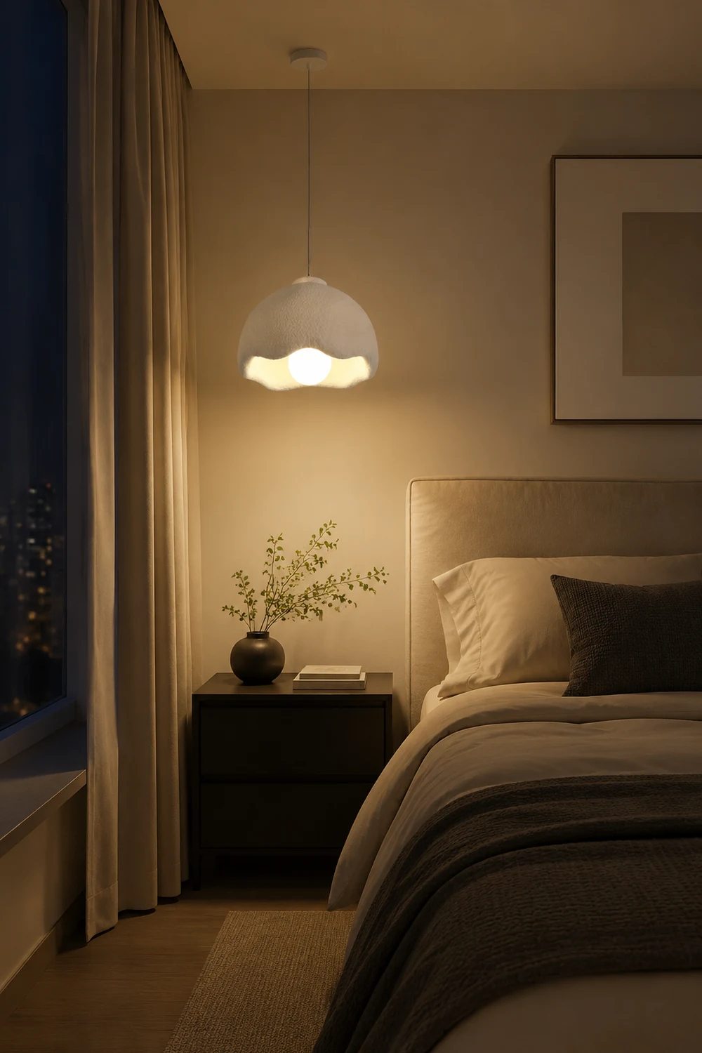 Byers Flower Shape Pendant Light, White, Living Room, Bedroom - Lumpaz