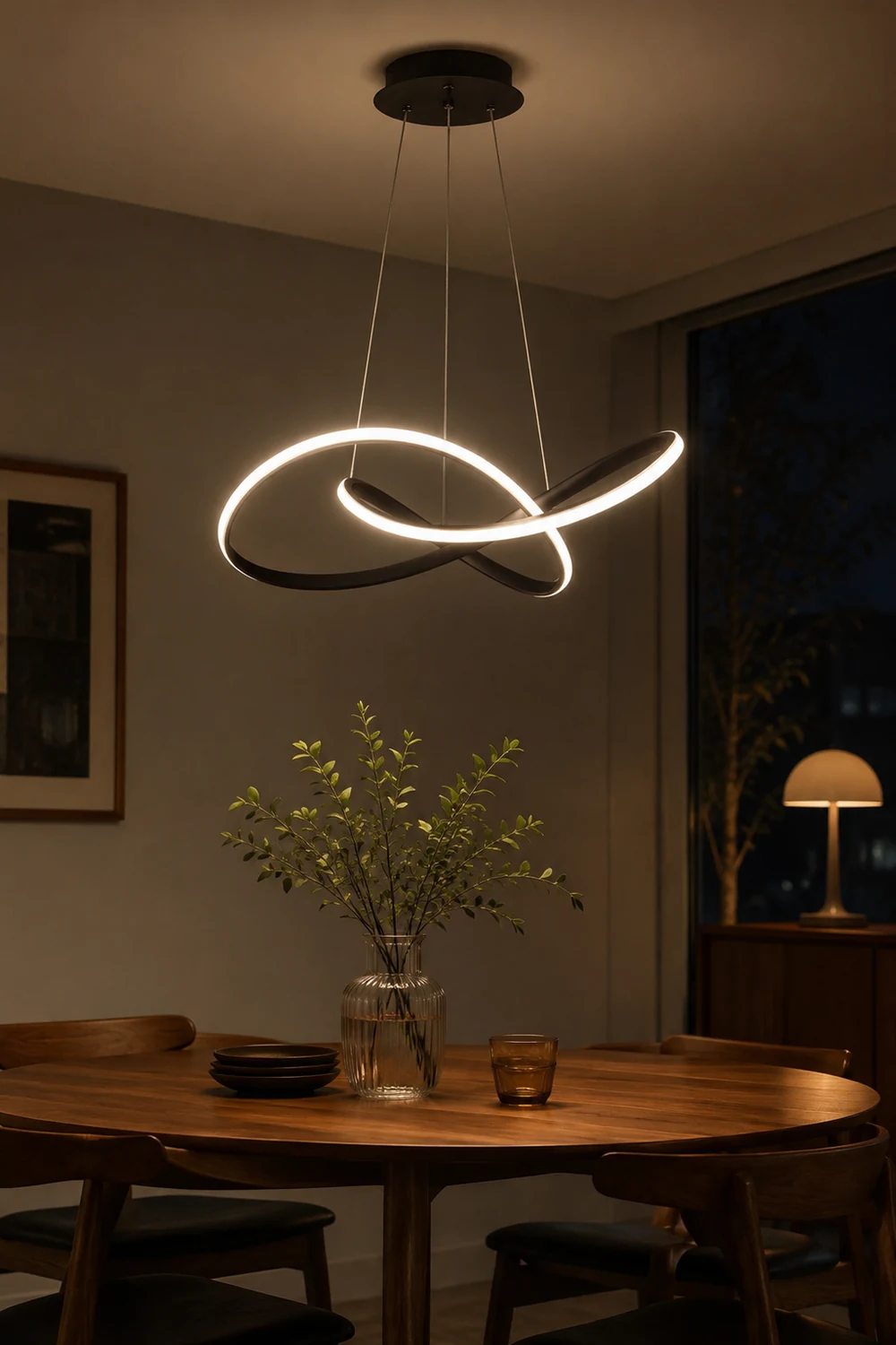 Modern Led Pendant Light, Black/White, Living Room/Bedroom - Lumpaz