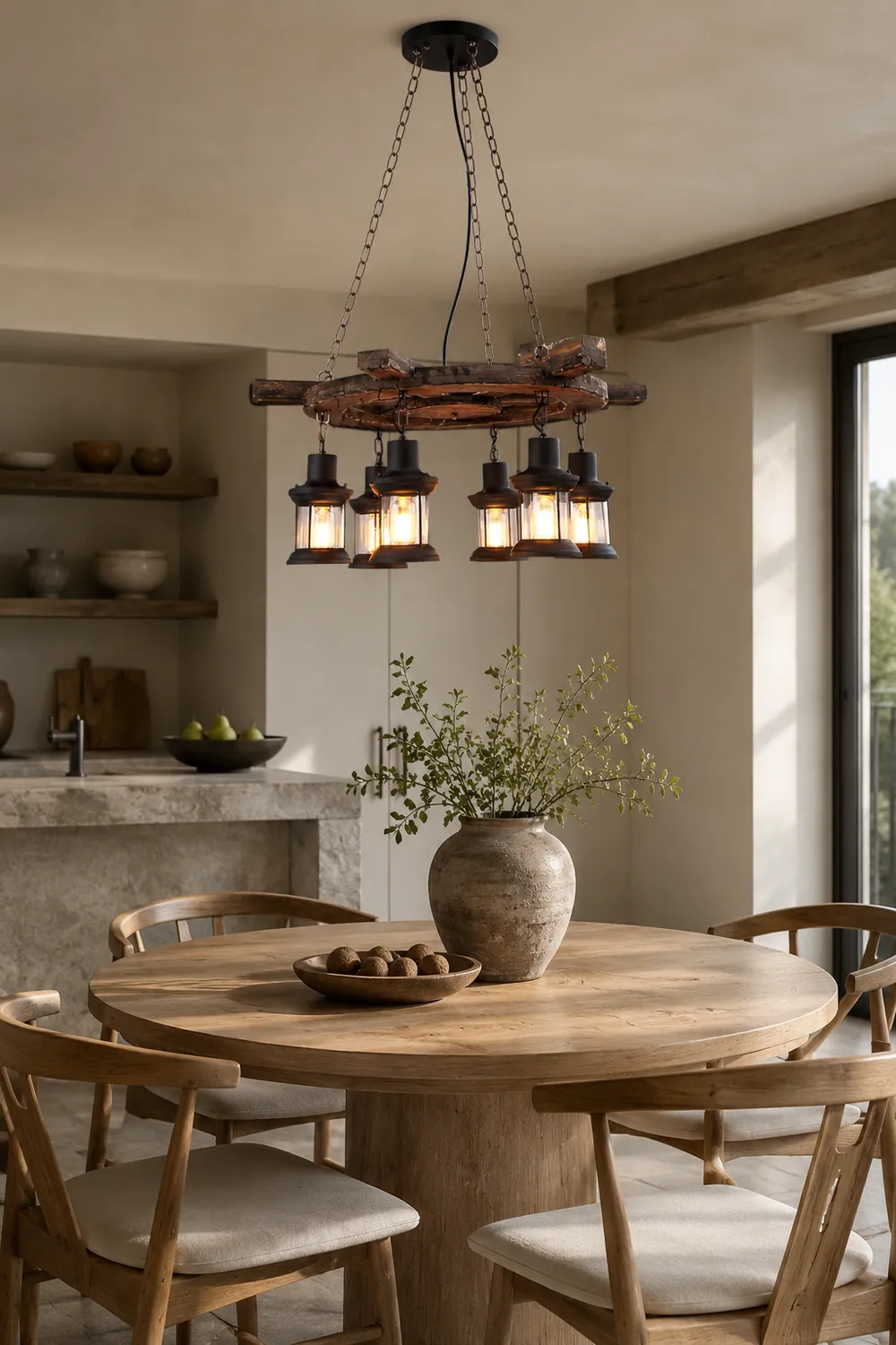 Austin Retro Rudder Metal & Wood Pendant Light, 6 Heads - Lumpaz