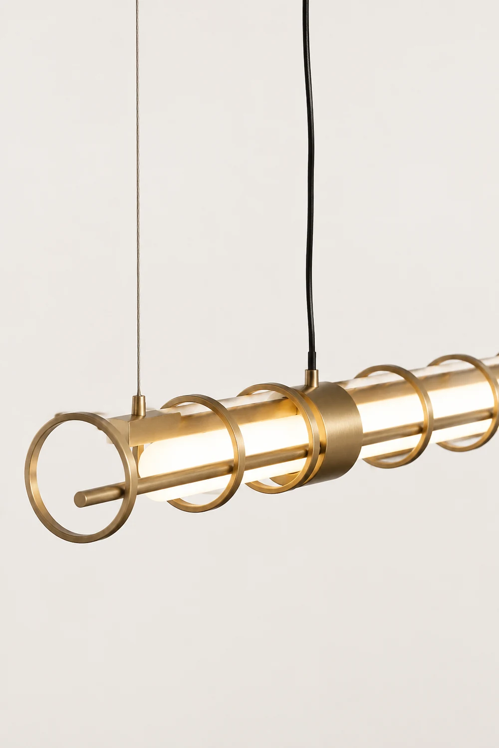 Edge Modern Minimalist Linear Metal/Glass Pendant Light, Gold - Lumpaz