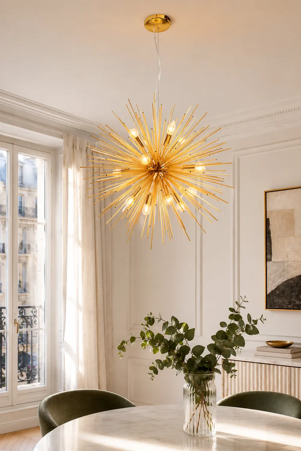 Modern Designer Starburst Pendant Light, Gold - Lumpaz
