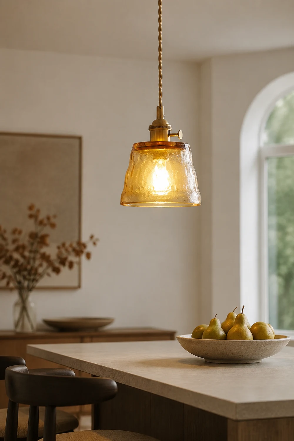 Hailie Modern Nordic Kitchen Island Glass Pendant Light, Brown/Green/Clear/Blue - Lumpaz