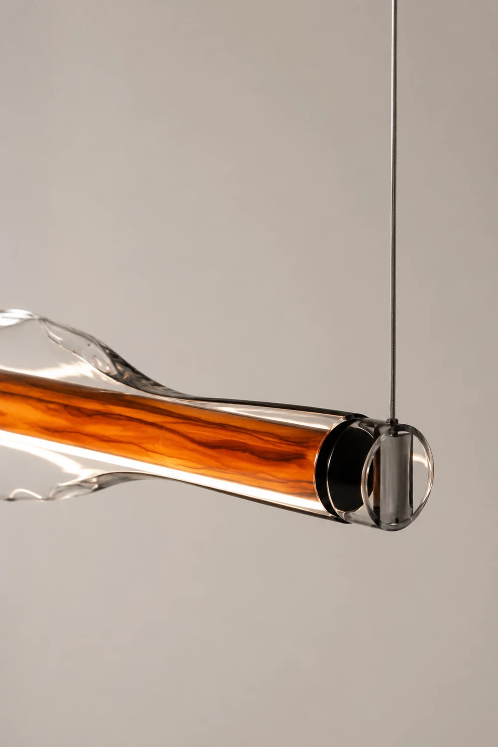 Edge Modern Tubular Metal Pendant Light, Red/Brown - Lumpaz