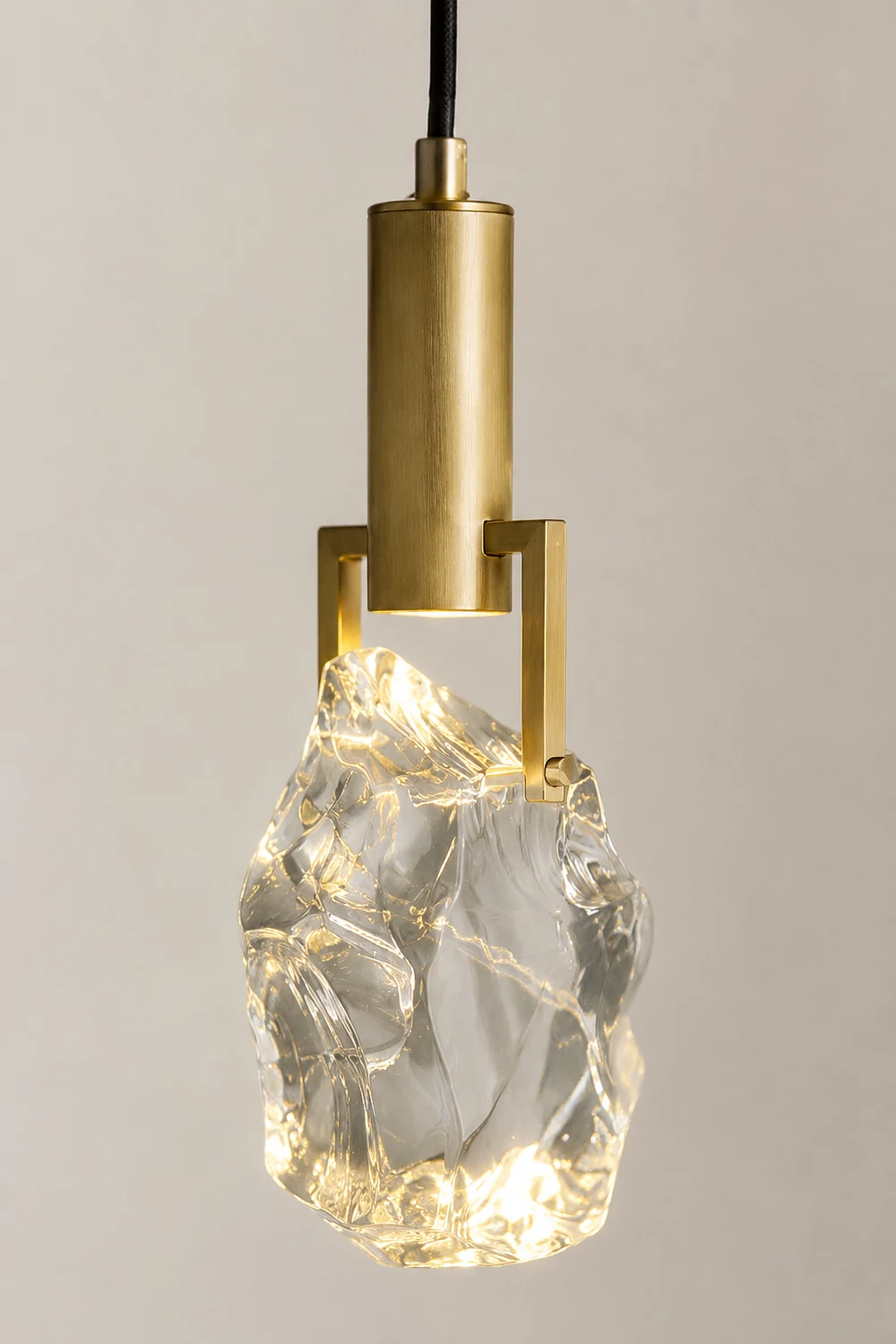 Kristy Modern Drop Crystal Pendant Light, Brass - Lumpaz