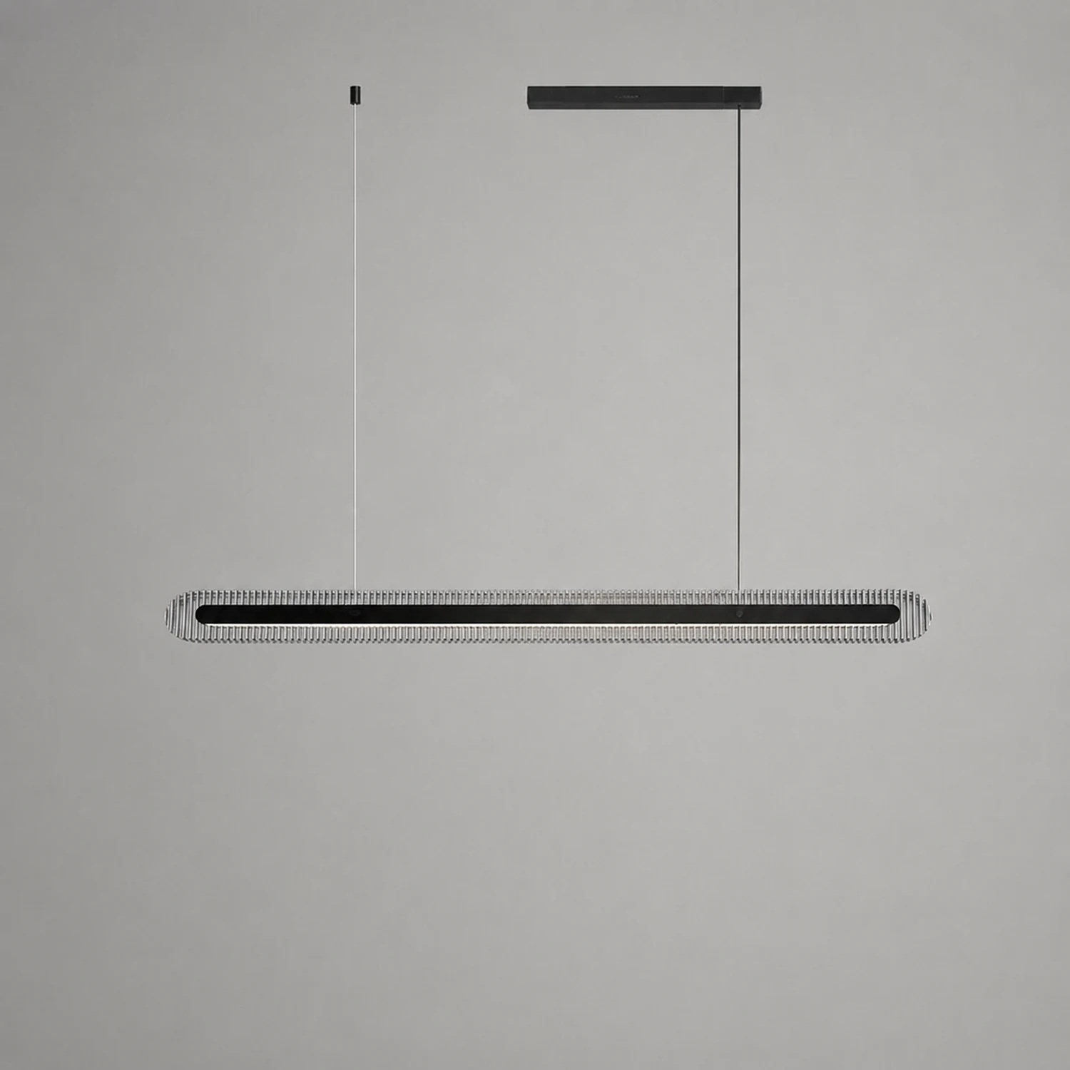 Evette  Minimalist Linear Metal/Acrylic Pendant Light, Black - Lumpaz