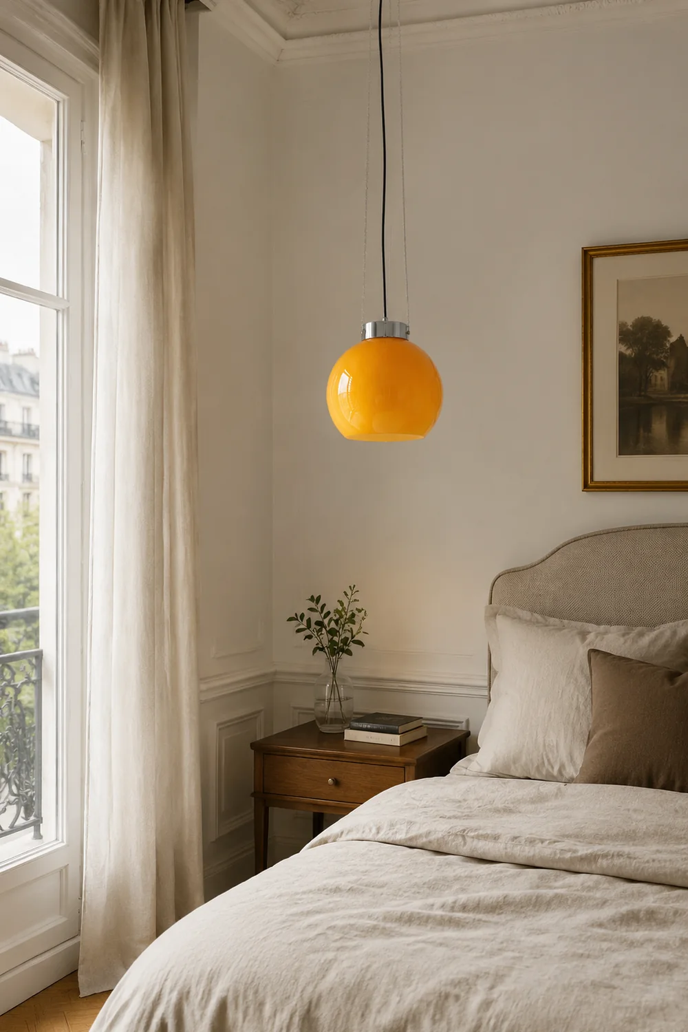 Hailie Yellow Ball Pendant Light, Metal & Glass, 9.8" - Lumpaz