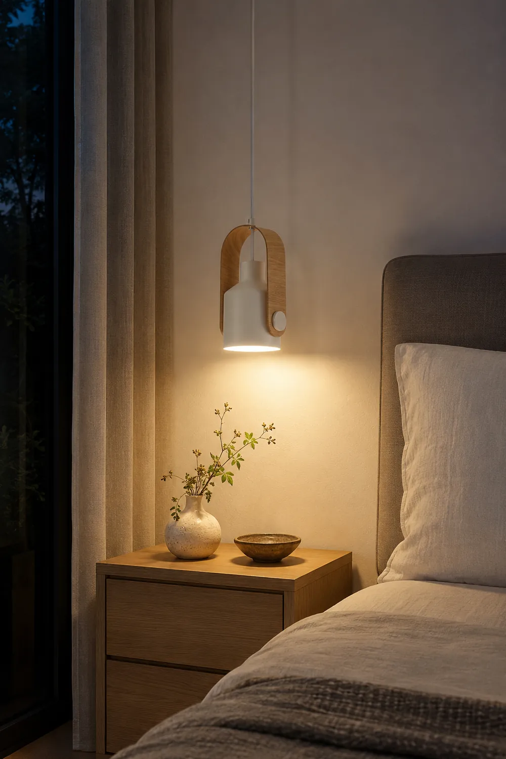Morandi Modern Metal LED Pendant Light  White Orange Black Bedroom - Lumpaz