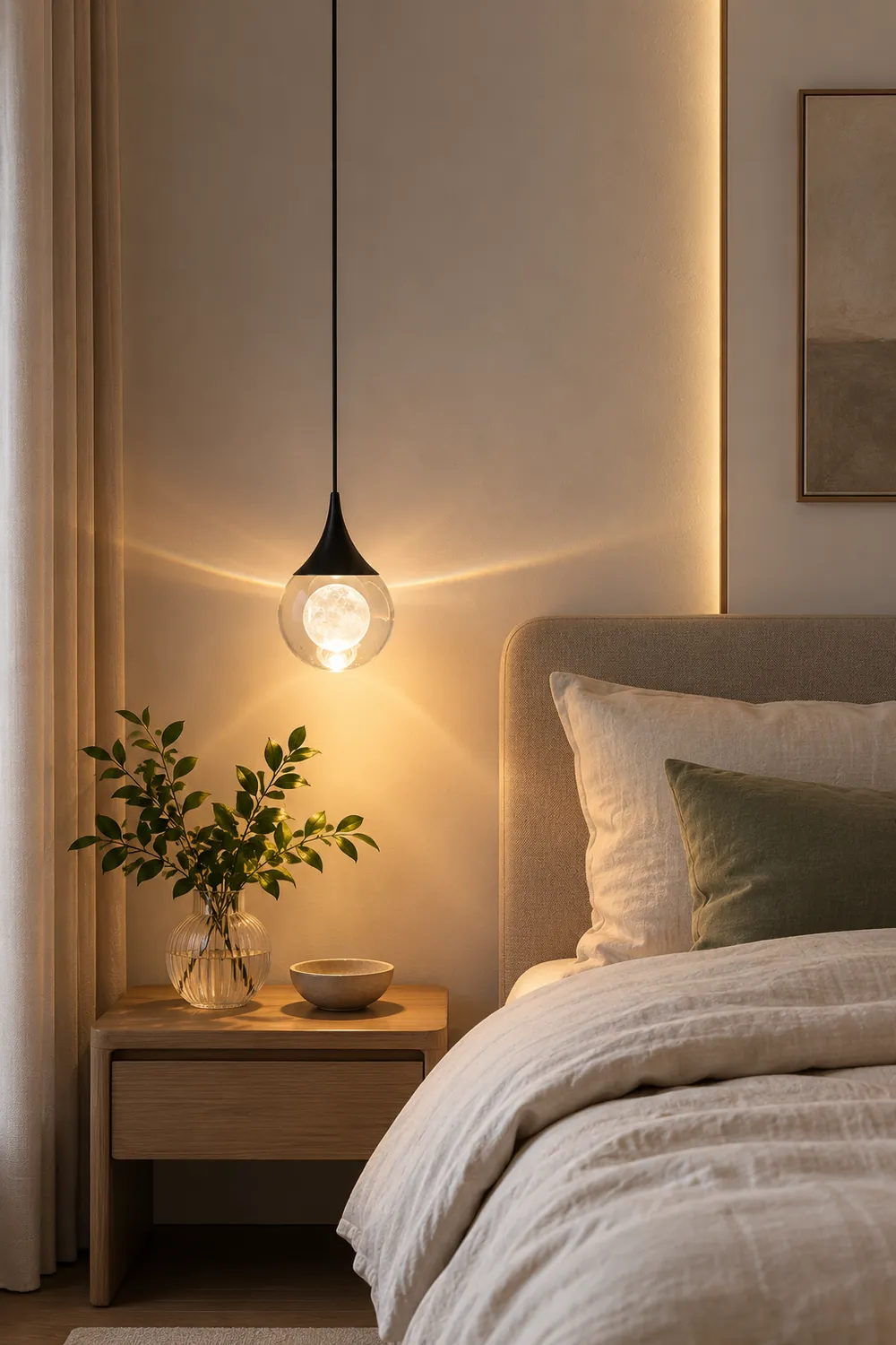 Elif Minimalist Moon Metal Pendant Light,Black - Lumpaz