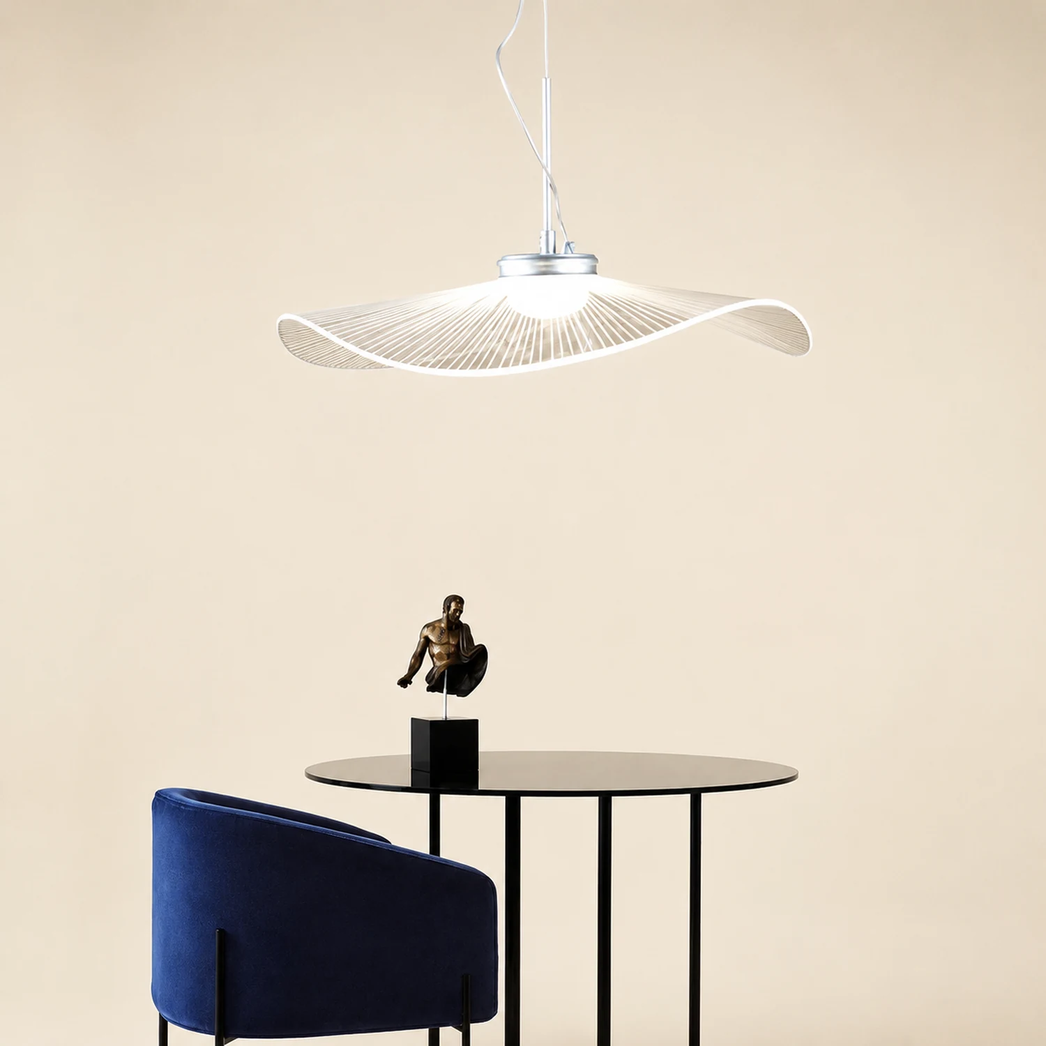 Carins Designer Lotus Leaf Shaped Metal Pendant Light,White - Lumpaz
