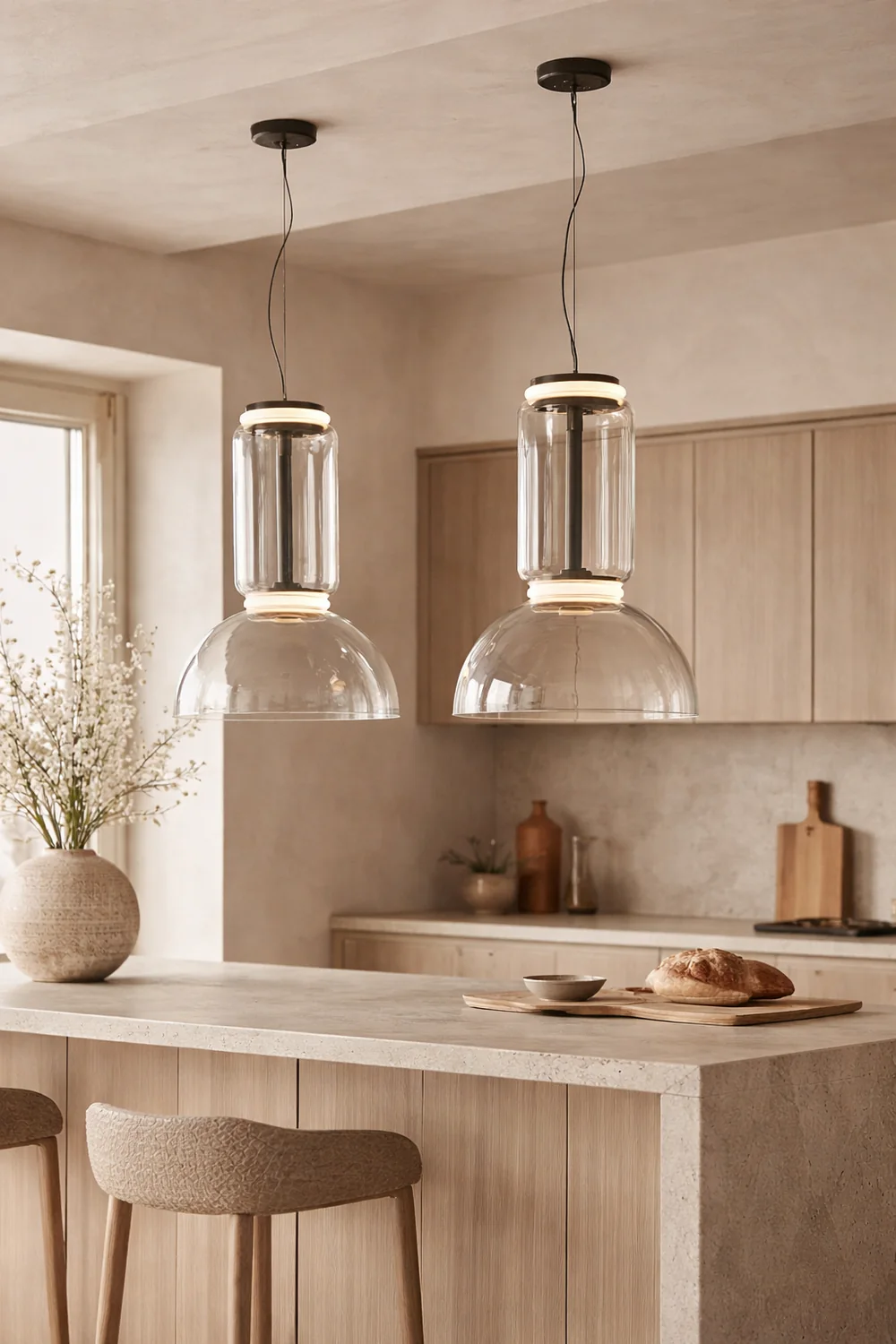 Hailie Minimalist Combination Glass Pendant Light, Clear - Lumpaz