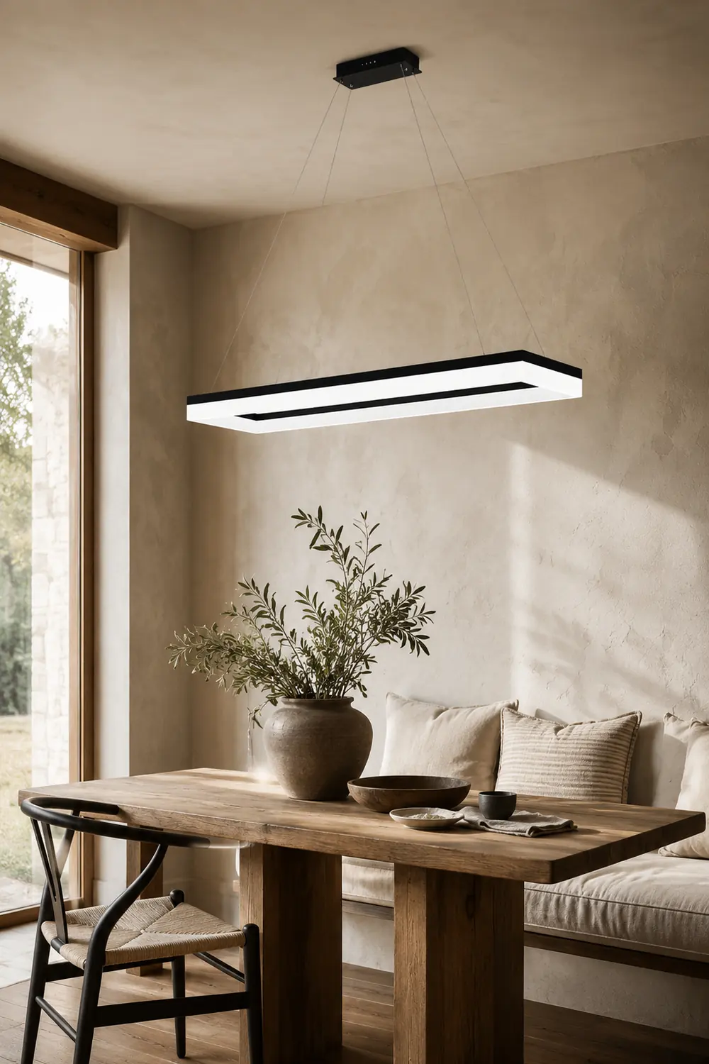 Bouvet Nordic Rectangular Led Pendant Light, Black/White, Acrylic - Lumpaz