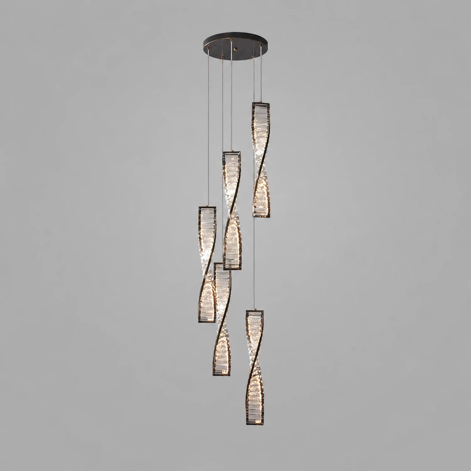 Marilyn Modern Spiral Strip Metal Pendant Light, Black/Gold - Lumpaz