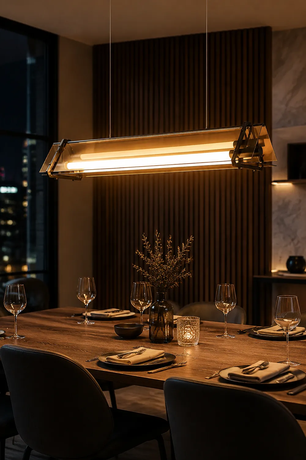Edge Industrial Triangle Metal/Glass Pendant Light, Gold - Lumpaz