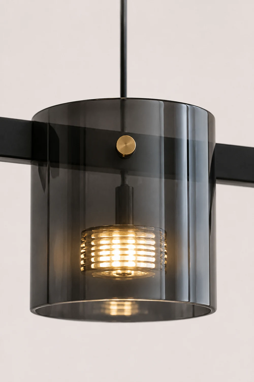 Evette Minimalist Linear Metal Pendant Light, Black/Gold - Lumpaz