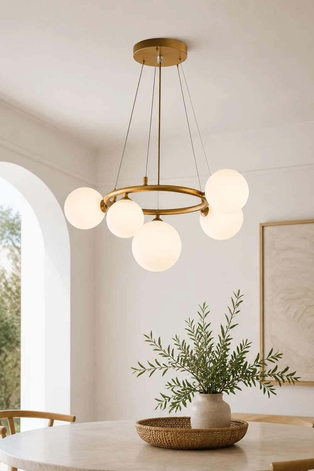 Valentina Modern Designe Wave Metal/Glass Pendant Light, White/Gold - Lumpaz